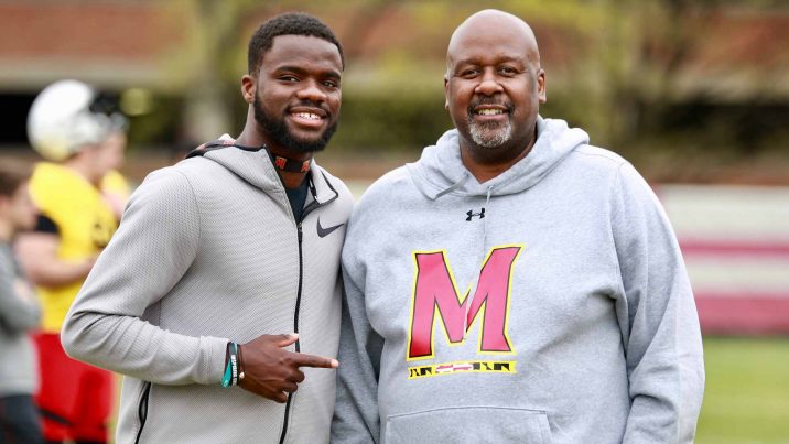 Frances Tiafoe spends time with University of Maryland football head coach Michael Locksley.