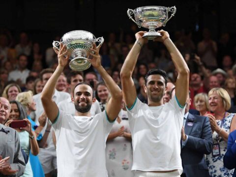Juan Sebastian Cabal and Robert Farah win Wimbledon in 2019.